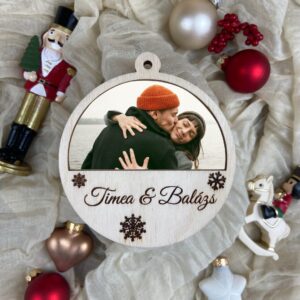 Egyedi feliratos, fotós karácsonyfadísz