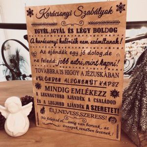Karácsonyi szabályok tábla