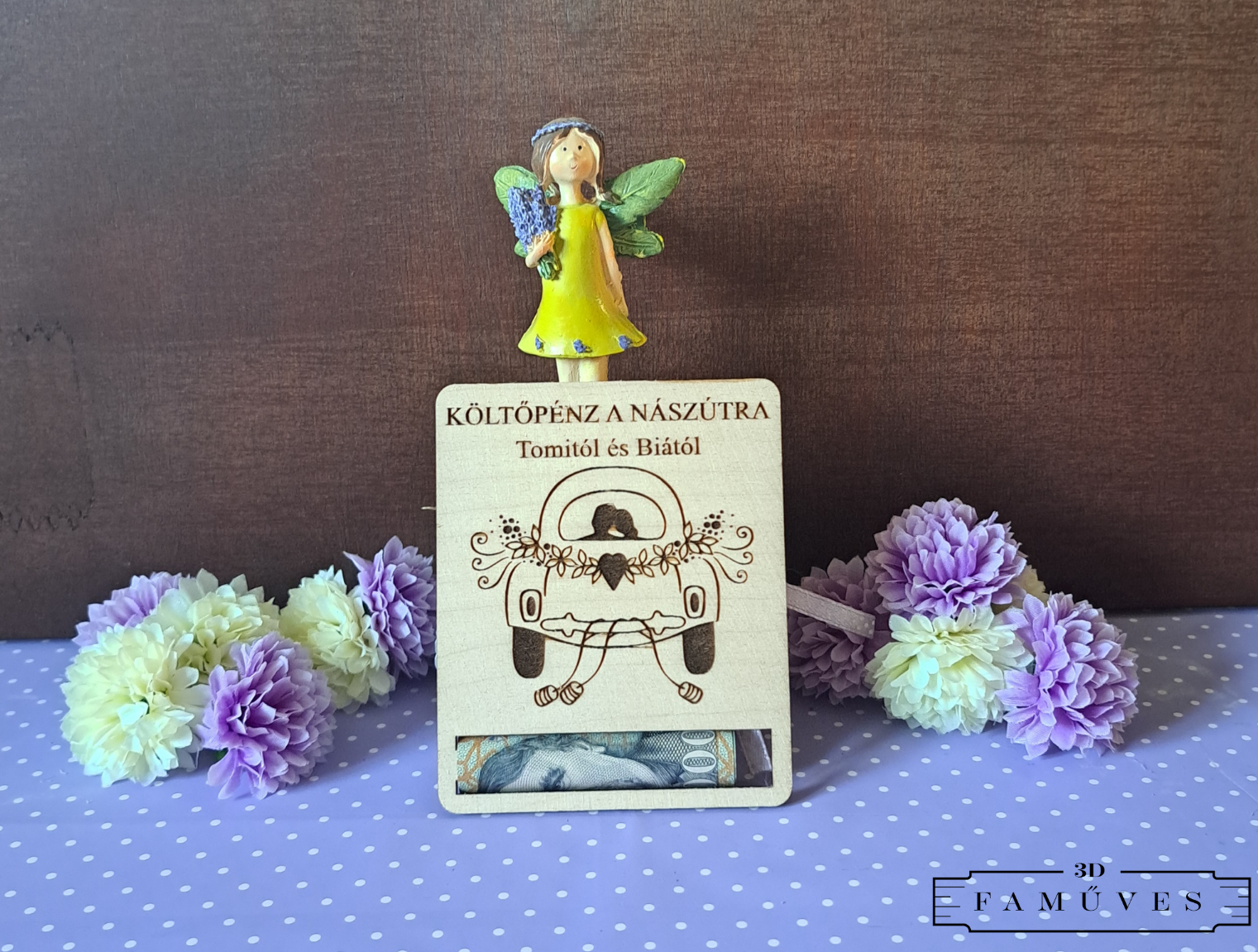 Esküvői pénzátadó kártya-nászútra