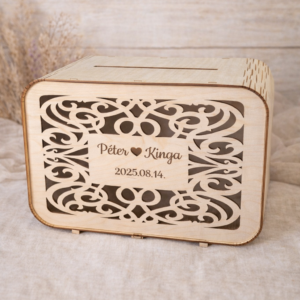 Lézervágott mintás fa esküvői borítékgyűjtő menyasszonytánchoz